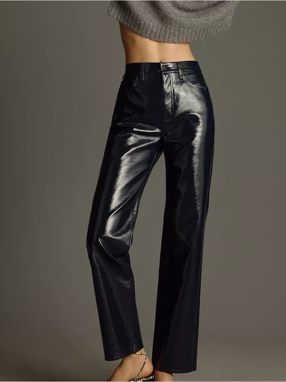NWOT Pistola Cassie Super High Rise Straight Pant in Black Vinyl $234 retail